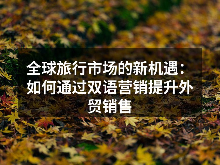 全球旅行市场的新机遇：如何通过双语营销提升外贸销售